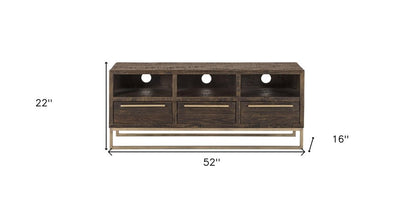 52" Deep Taupe Reclaimed Pine And Plywood Open Shelving TV Stand HomeRoots