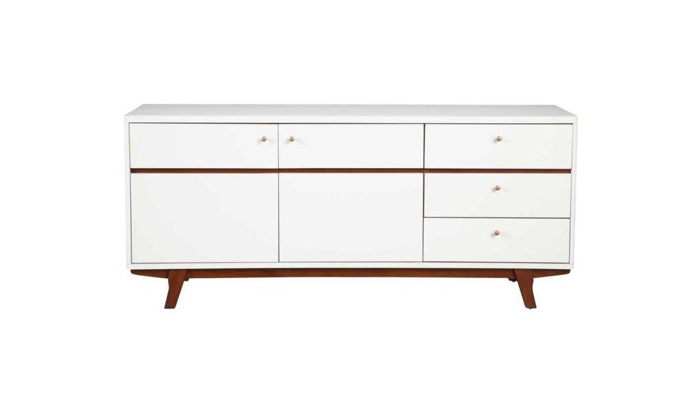 65" White Mahogany Solids And Veneer Cabinet Enclosed Storage TV Stand HomeRoots