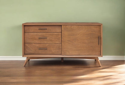 50" Mahogany Solid Wood Enclosed and Open Storage TV Stand HomeRoots