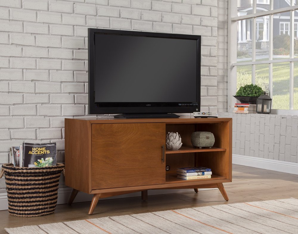 50" Mahogany Solid Wood Enclosed and Open Storage TV Stand HomeRoots