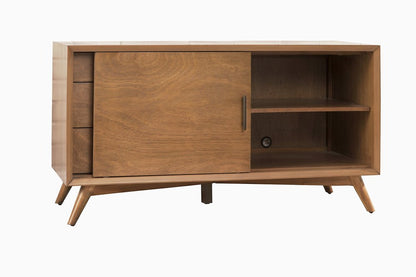 50" Mahogany Solid Wood Enclosed and Open Storage TV Stand HomeRoots