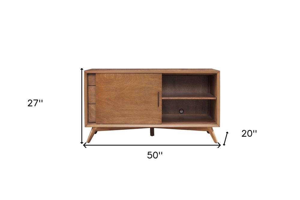 50" Mahogany Solid Wood Enclosed and Open Storage TV Stand HomeRoots