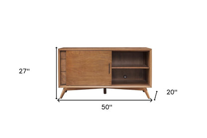 50" Mahogany Solid Wood Enclosed and Open Storage TV Stand HomeRoots