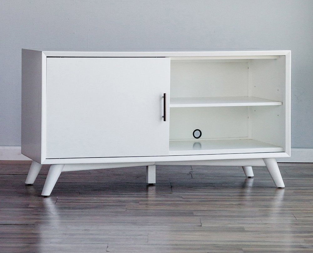 50" White Solid Wood Cabinet Enclosed Storage TV Stand HomeRoots