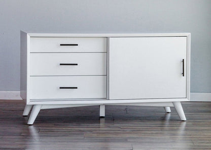 50" White Solid Wood Cabinet Enclosed Storage TV Stand HomeRoots