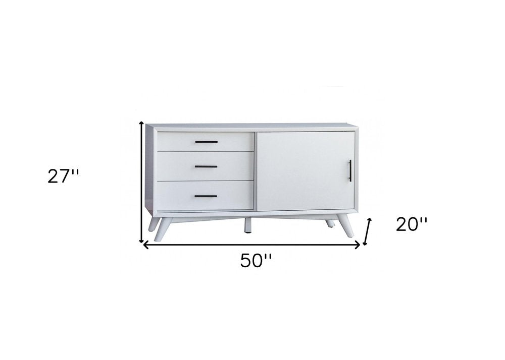 50" White Solid Wood Cabinet Enclosed Storage TV Stand HomeRoots