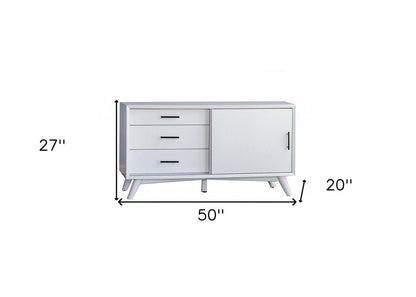 50" White Solid Wood Cabinet Enclosed Storage TV Stand HomeRoots