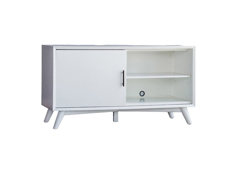 50" White Solid Wood Cabinet Enclosed Storage TV Stand HomeRoots