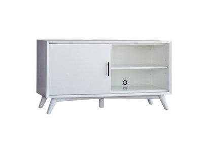 50" White Solid Wood Cabinet Enclosed Storage TV Stand HomeRoots