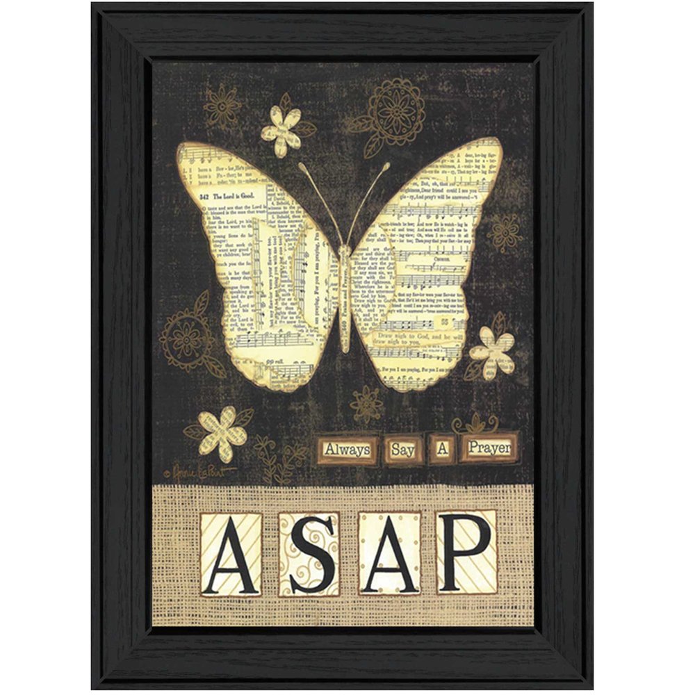 Always Say A Prayer Butterfly Black Print Wall Art — view 1