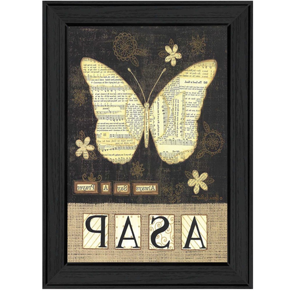 Always Say A Prayer Butterfly Black Print Wall Art — view 3