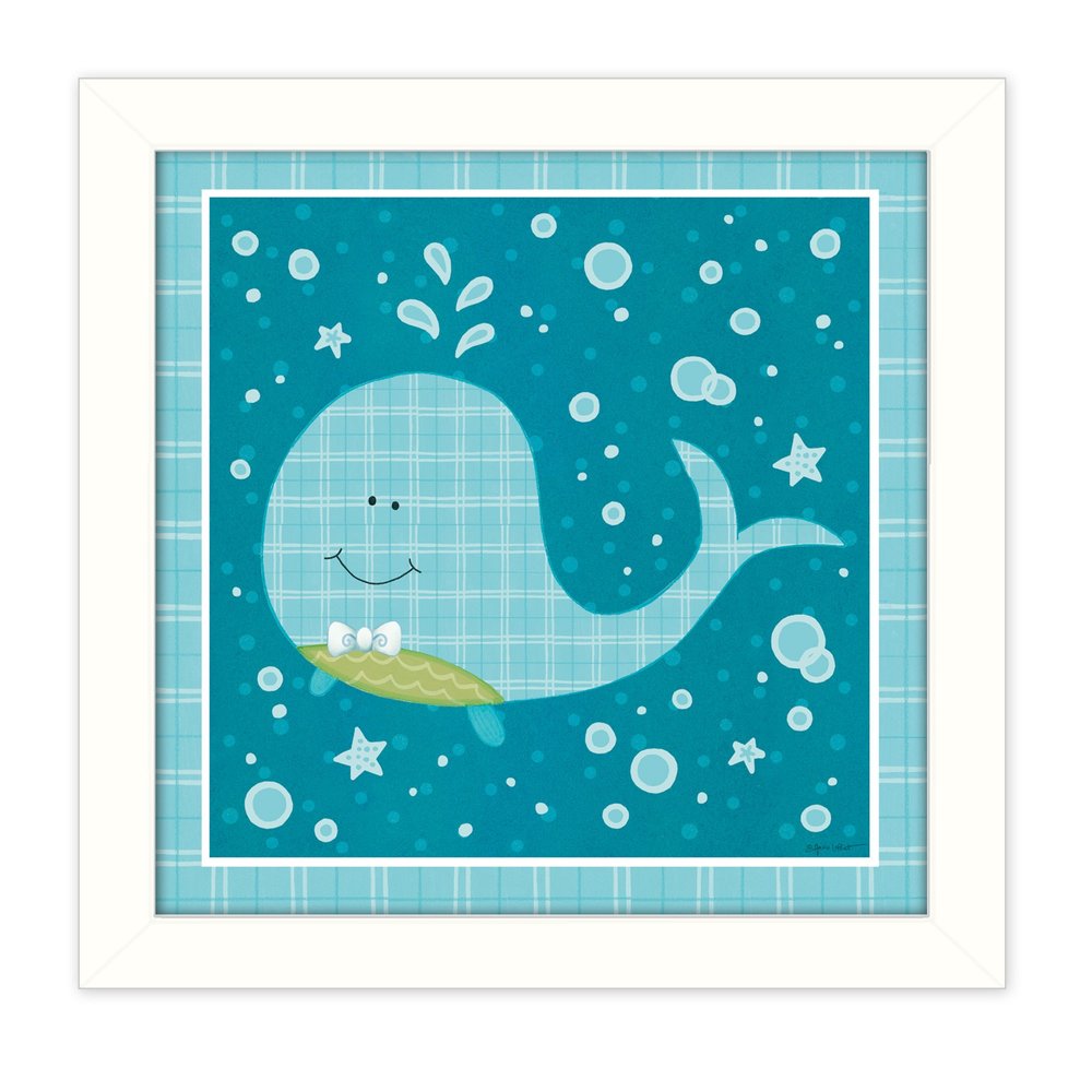 Beetle and Bob Baby Whale White Framed Print Wall Art — view 1