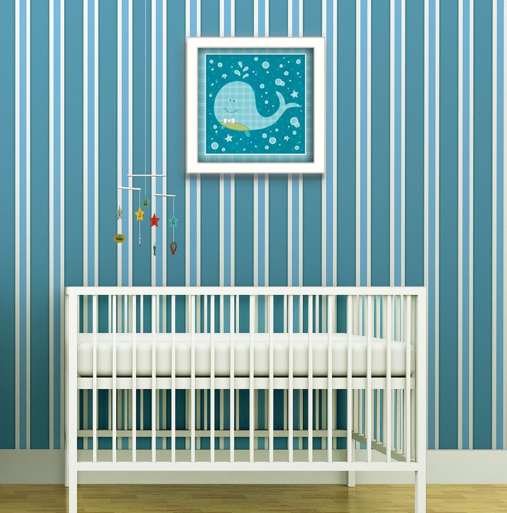 Beetle and Bob Baby Whale White Framed Print Wall Art — view 2