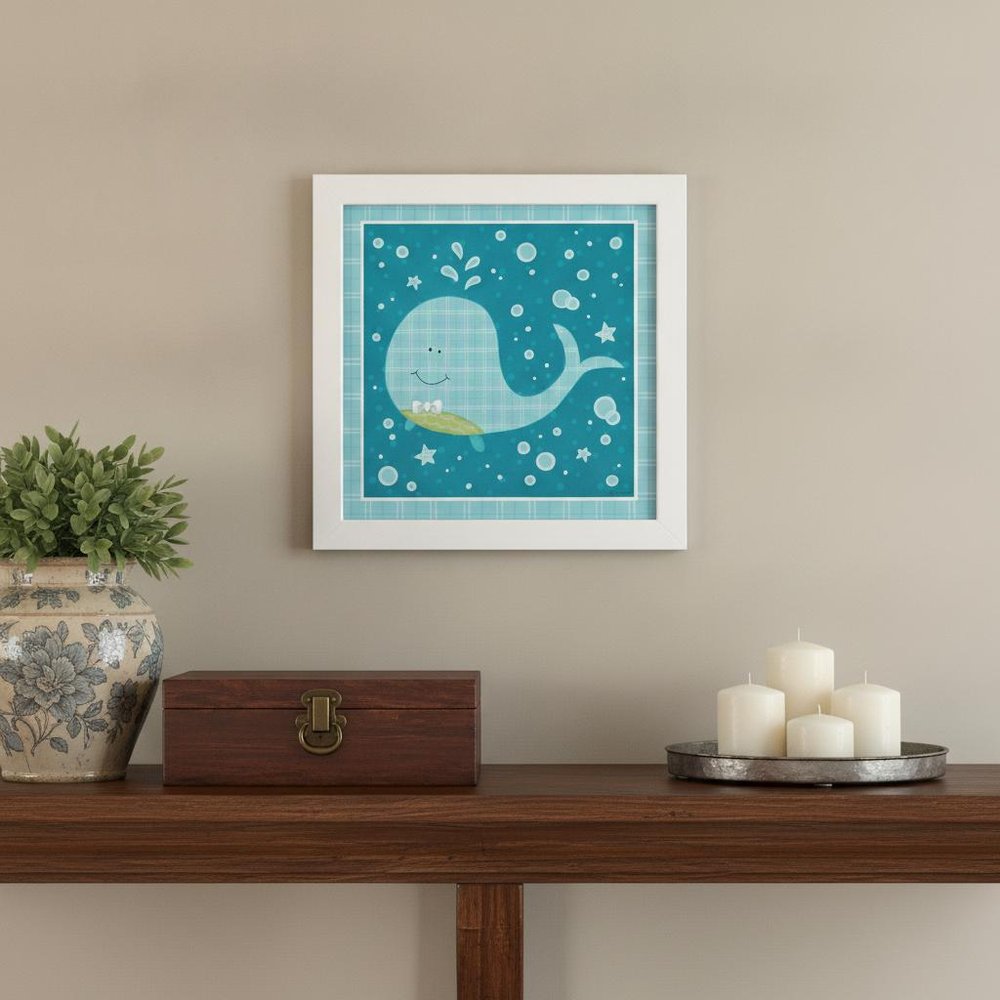 Beetle and Bob Baby Whale White Framed Print Wall Art — view 5