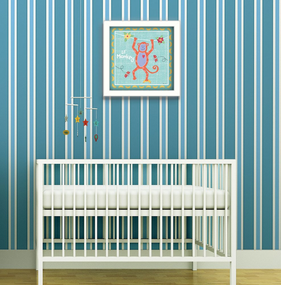 Beetle and Bob Baby Monkey White Framed Print Wall Art — view 2