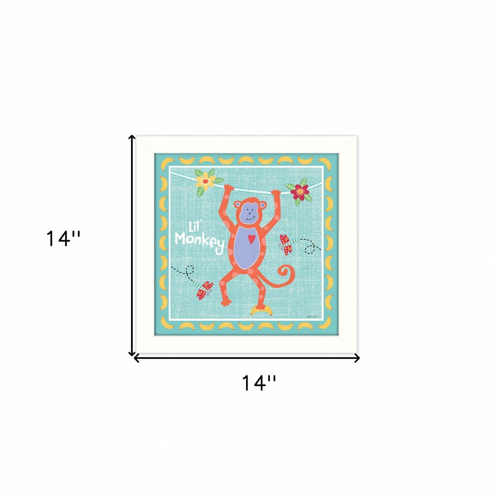 Beetle and Bob Baby Monkey White Framed Print Wall Art — view 3