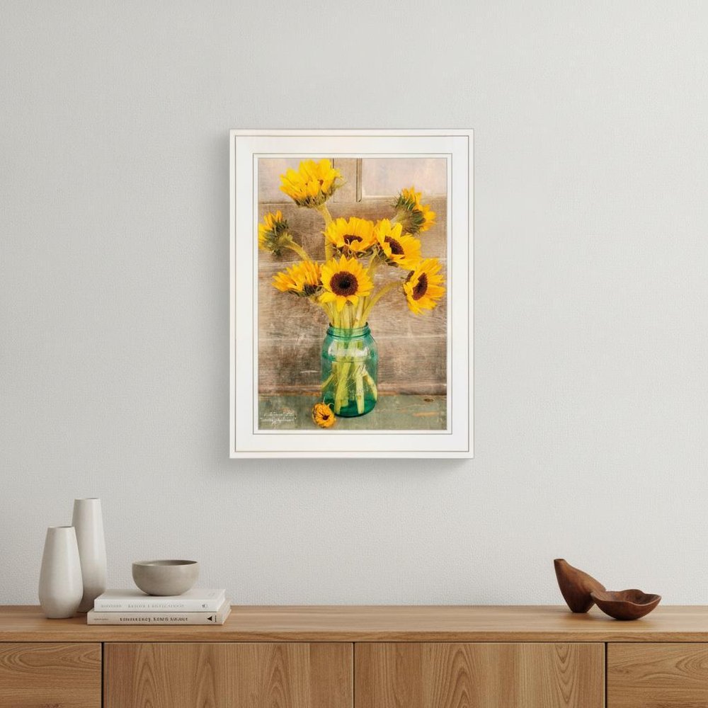 Country Sunflowers I 1 White Framed Print Wall Art — view 4