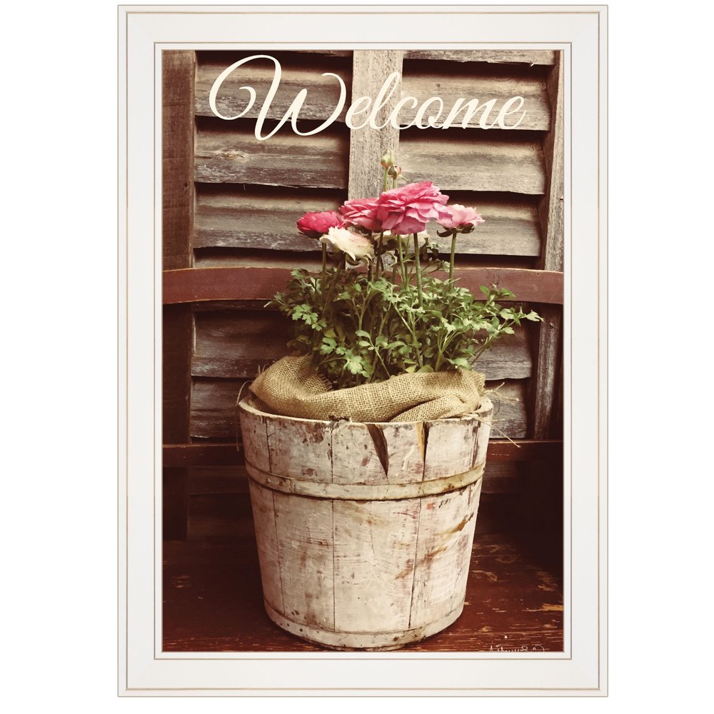 Welcome Roses 1 White Framed Print Wall Art — view 1