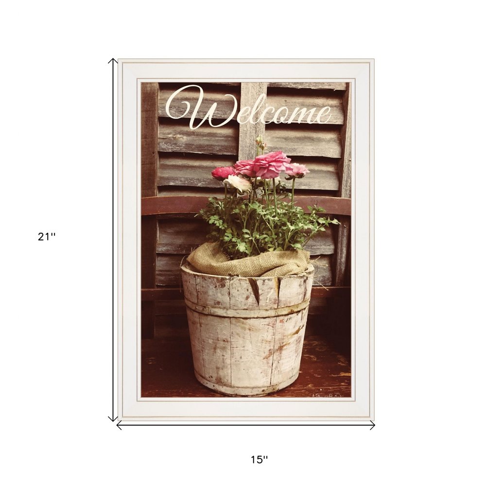 Welcome Roses 1 White Framed Print Wall Art — view 3