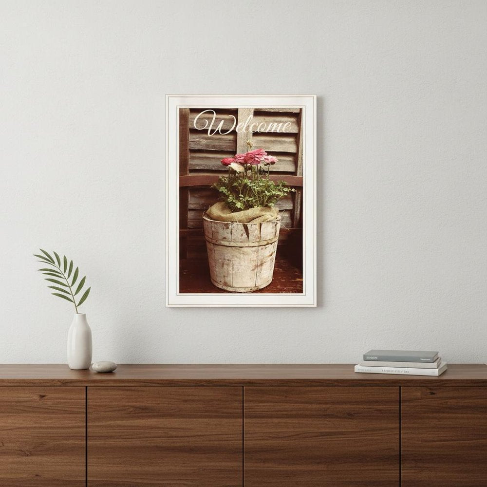 Welcome Roses 1 White Framed Print Wall Art — view 4