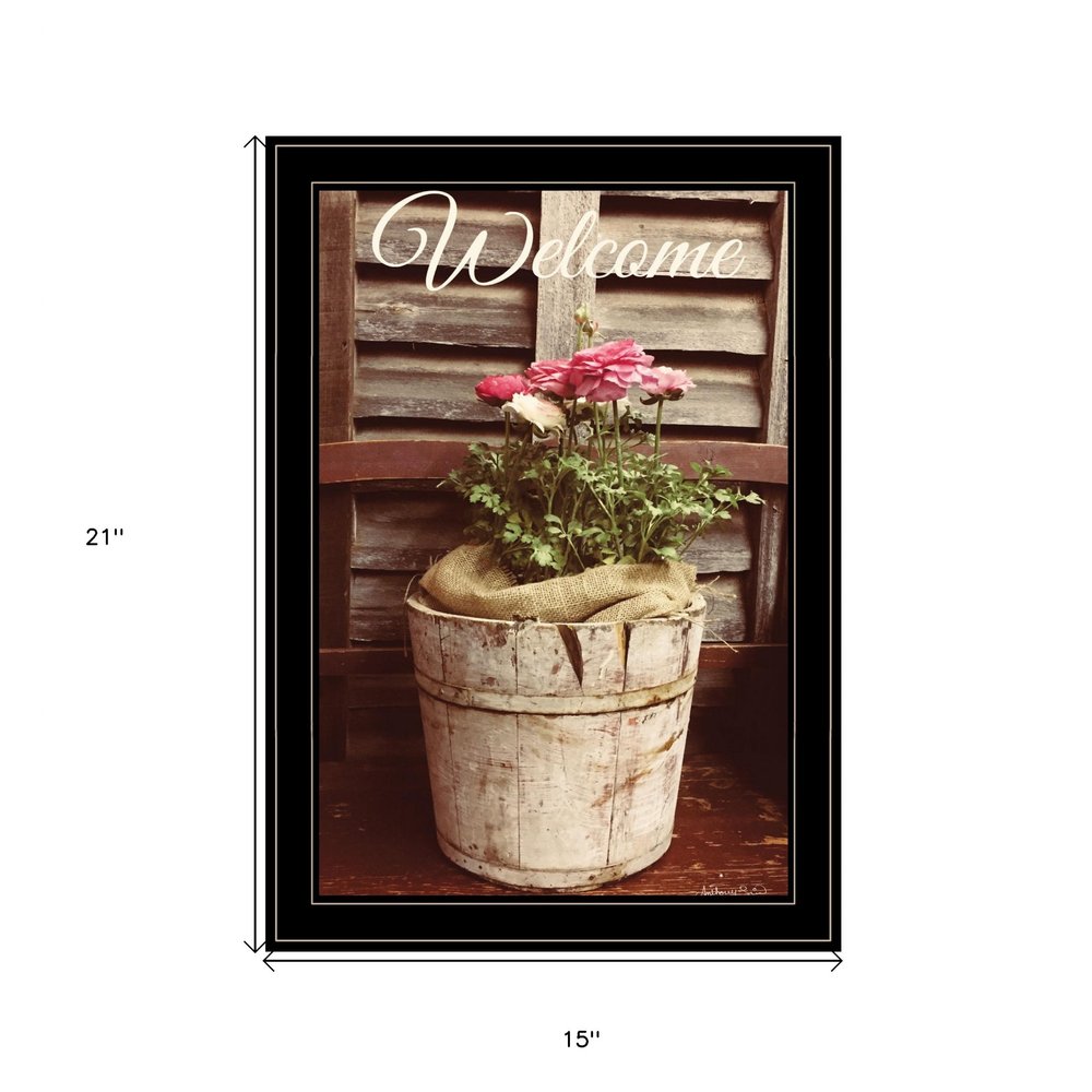 Welcome Roses 2 Black Framed Print Wall Art — view 3