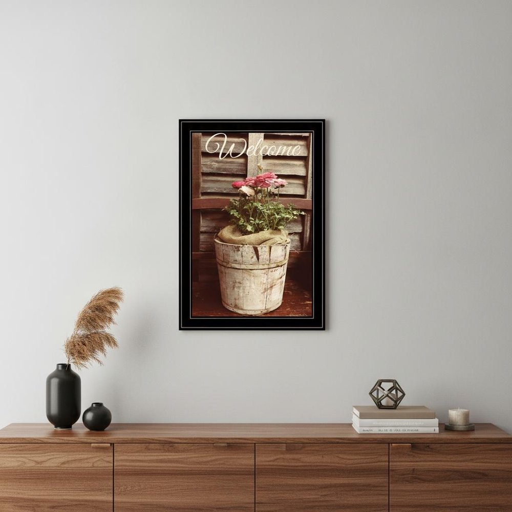 Welcome Roses 2 Black Framed Print Wall Art — view 4