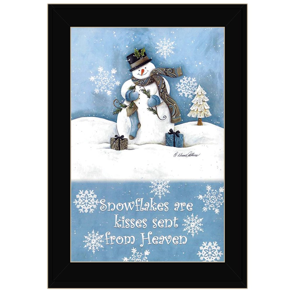Trendy Snowman Black Framed Print Wall Art — view 1