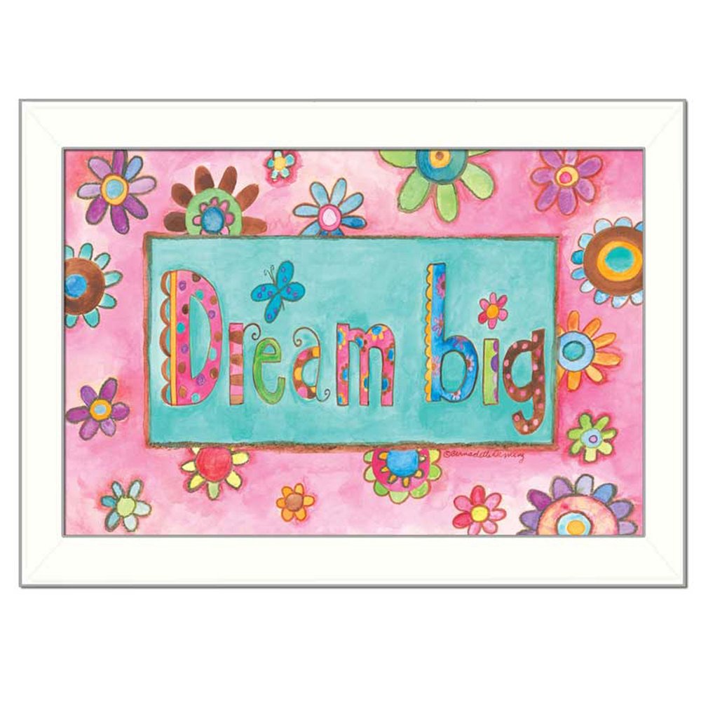 Dream Big Pink Motivational White Framed Print Wall Art — view 1