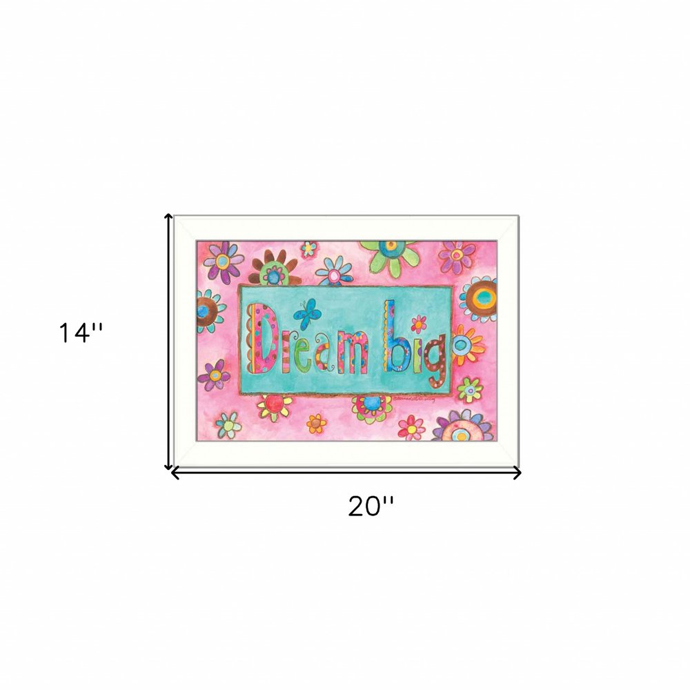Dream Big Pink Motivational White Framed Print Wall Art — view 3