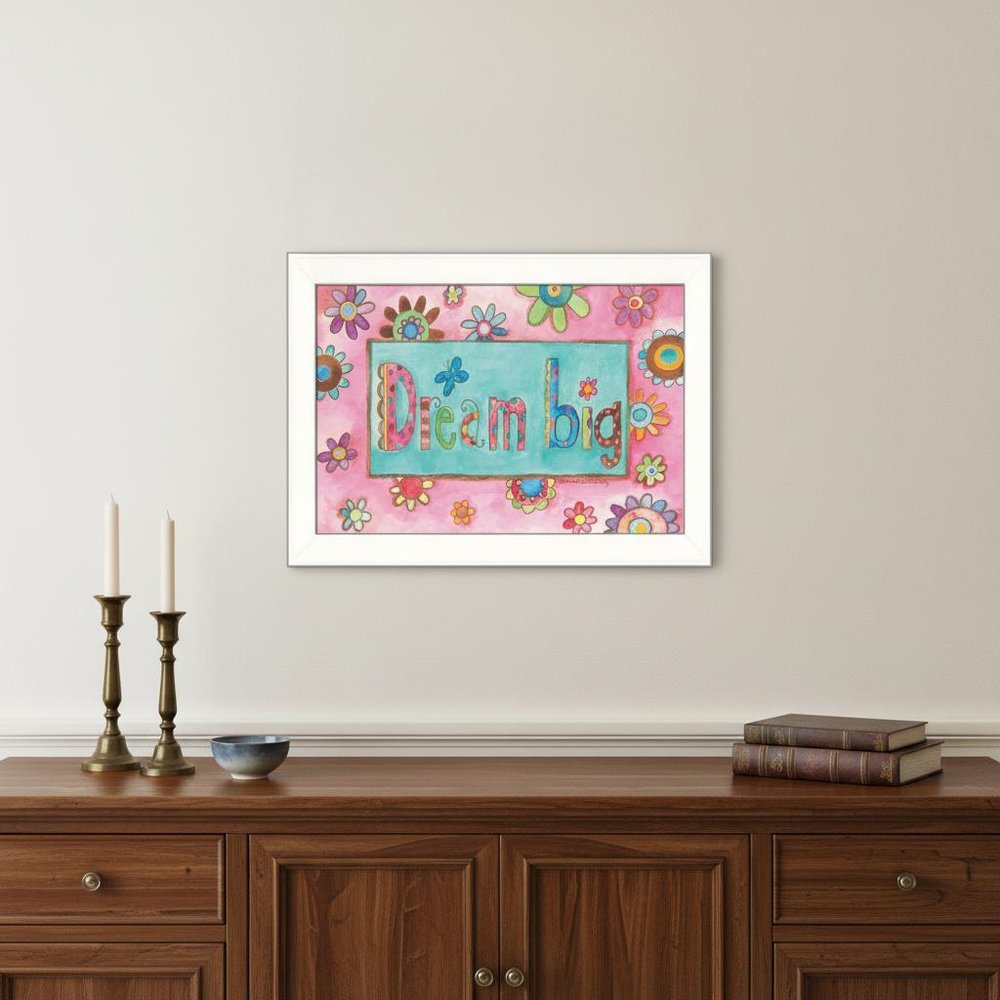 Dream Big Pink Motivational White Framed Print Wall Art — view 4