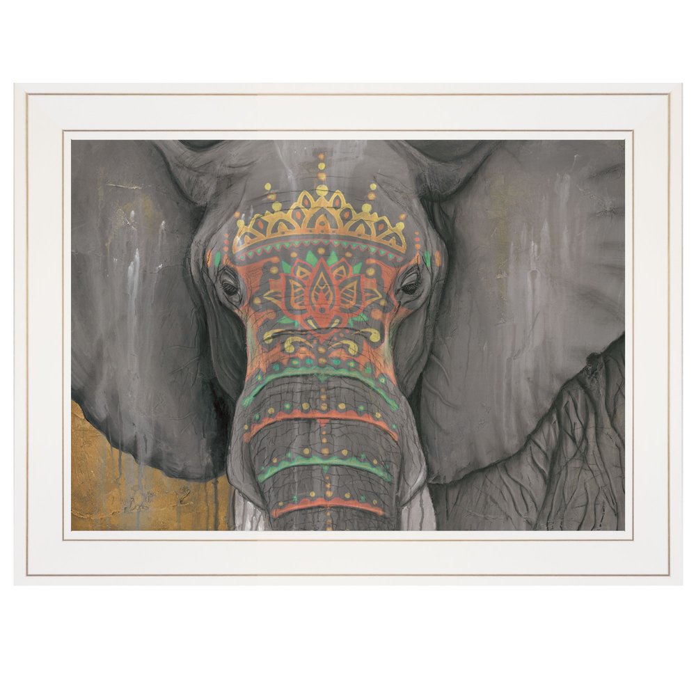 Tattooed Elephant 1 White Framed Print Wall Art — view 2