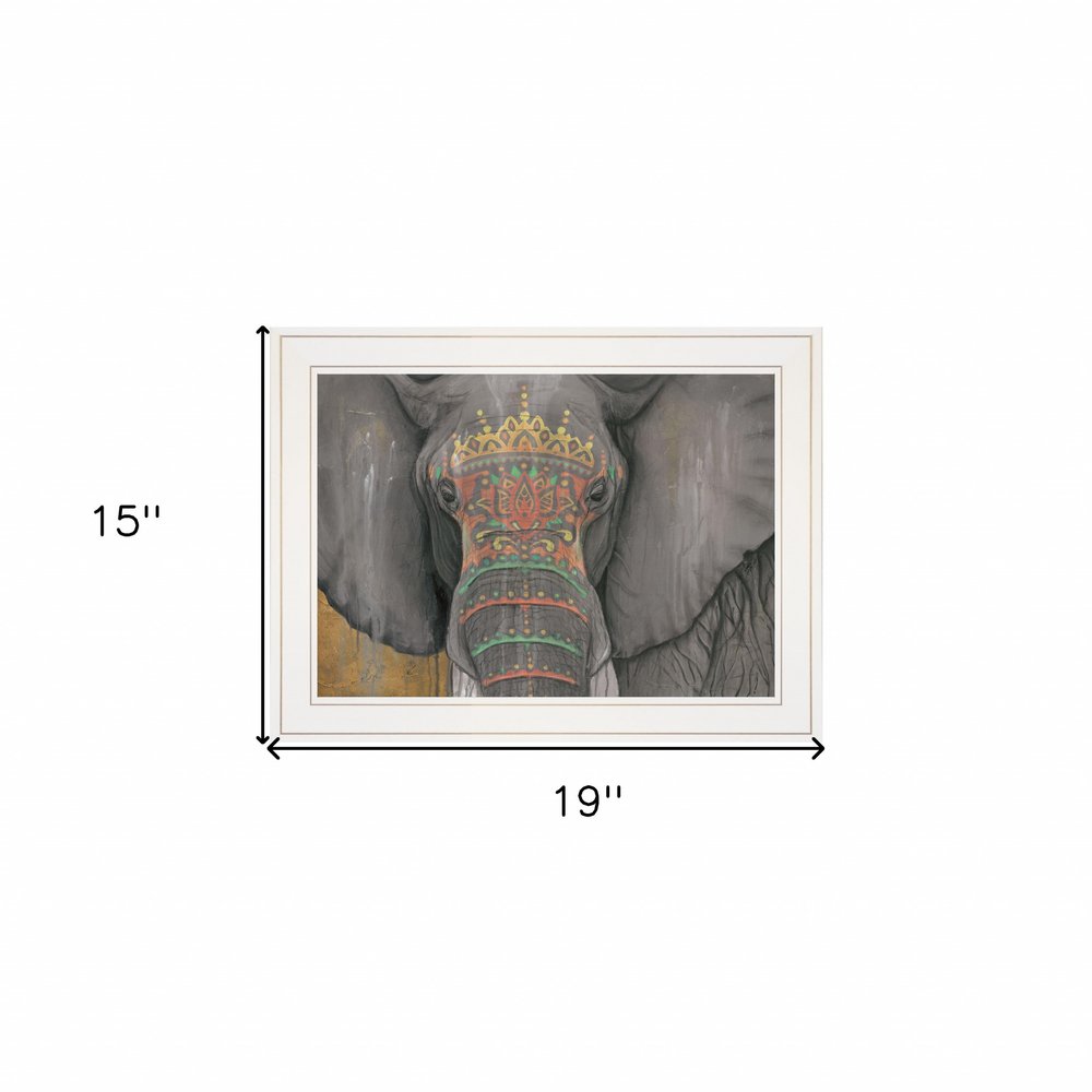 Tattooed Elephant 1 White Framed Print Wall Art — view 4