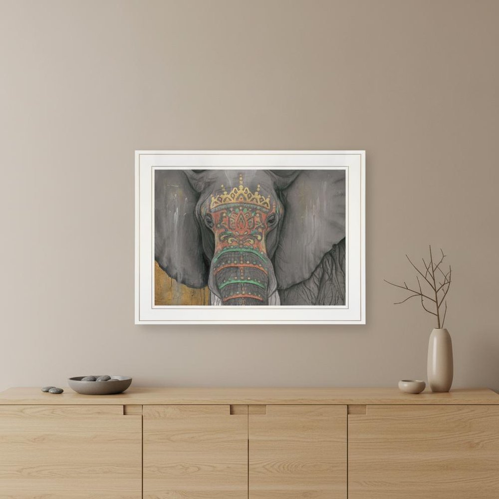 Tattooed Elephant 1 White Framed Print Wall Art — view 5