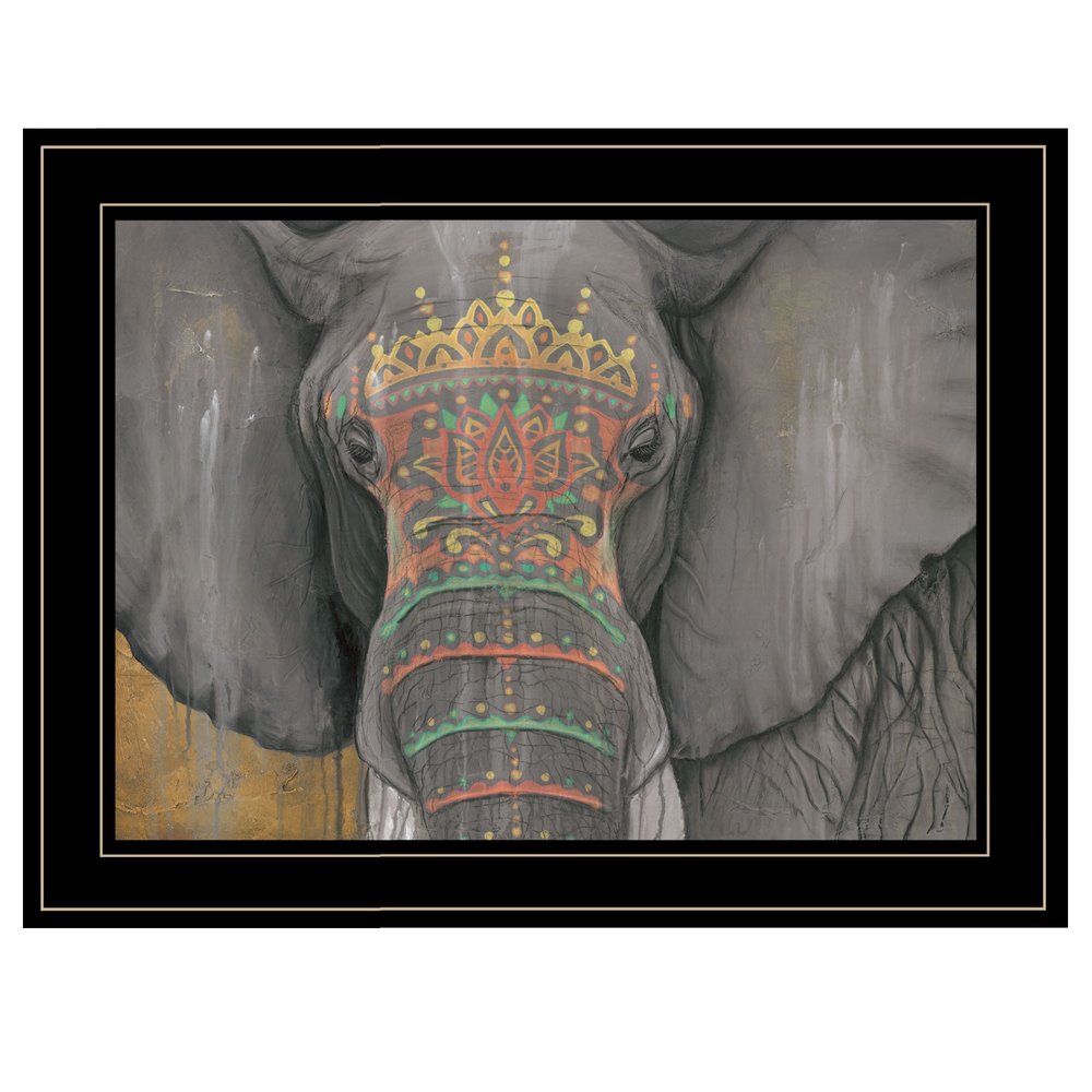 Tattooed Elephant 2 Black Framed Print Wall Art — view 1