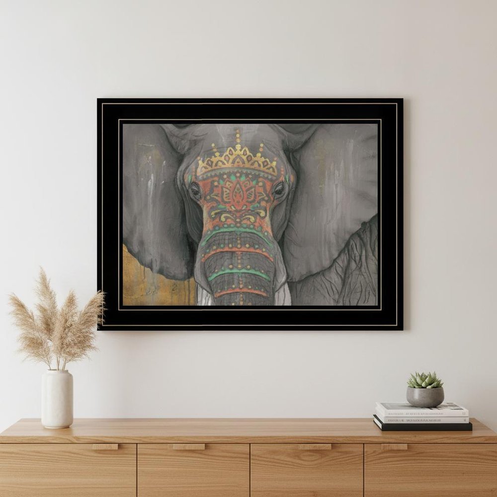 Tattooed Elephant 2 Black Framed Print Wall Art — view 4