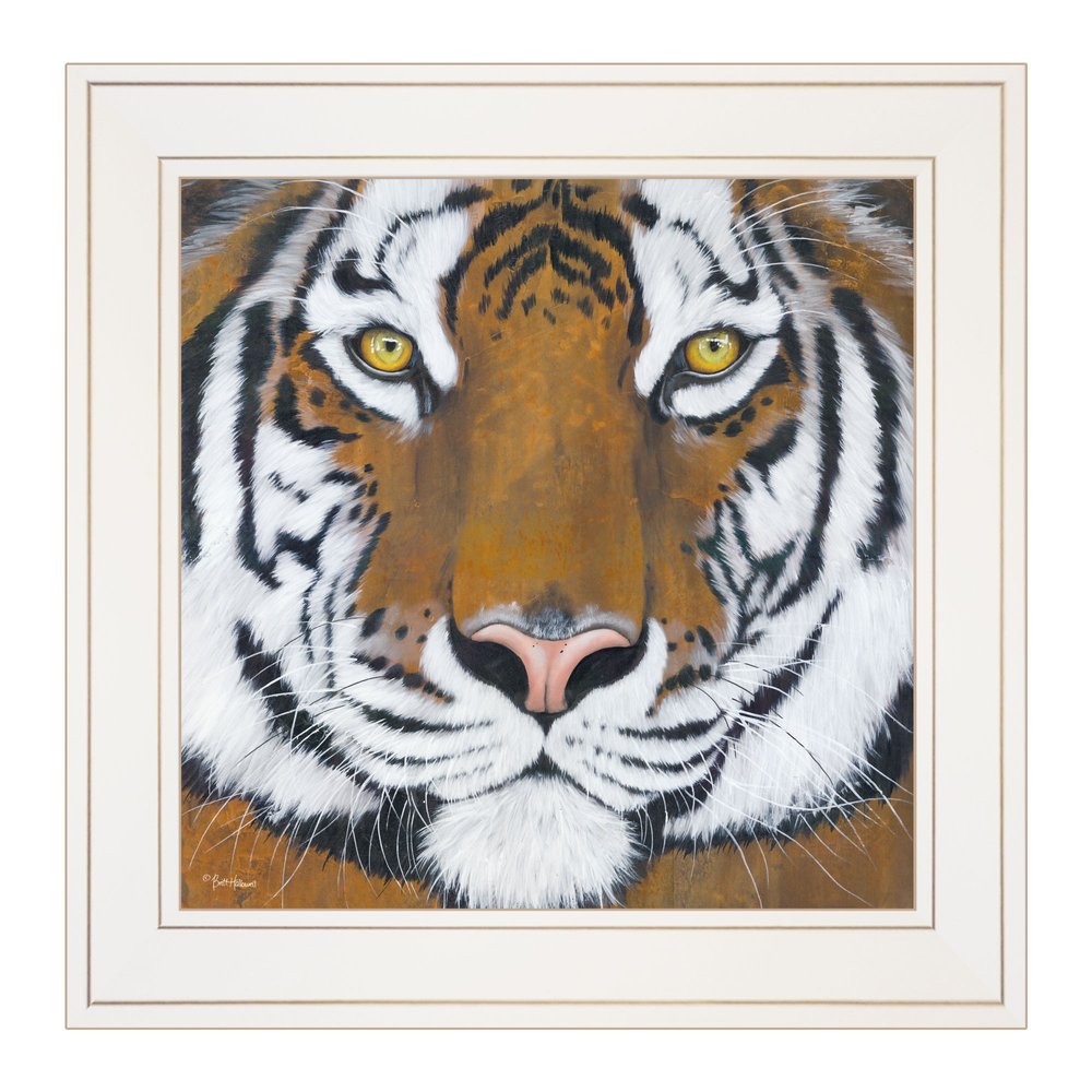 Tiger Gaze 1 White Framed Print Wall Art — view 1
