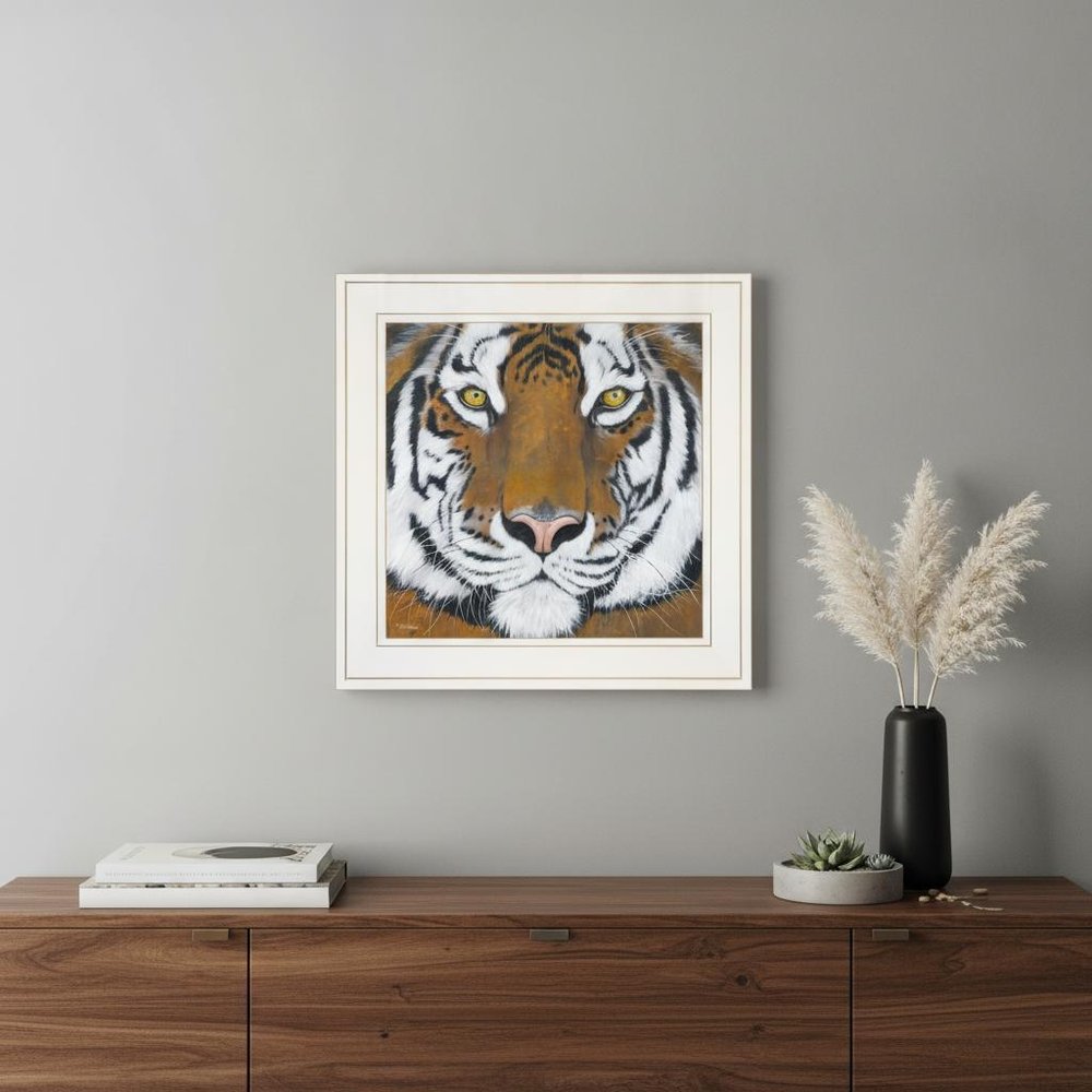 Tiger Gaze 1 White Framed Print Wall Art — view 4