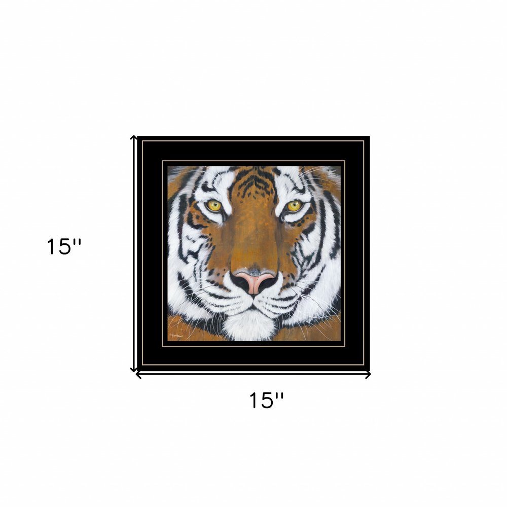 Tiger Gaze 2 Black Framed Print Wall Art — view 3