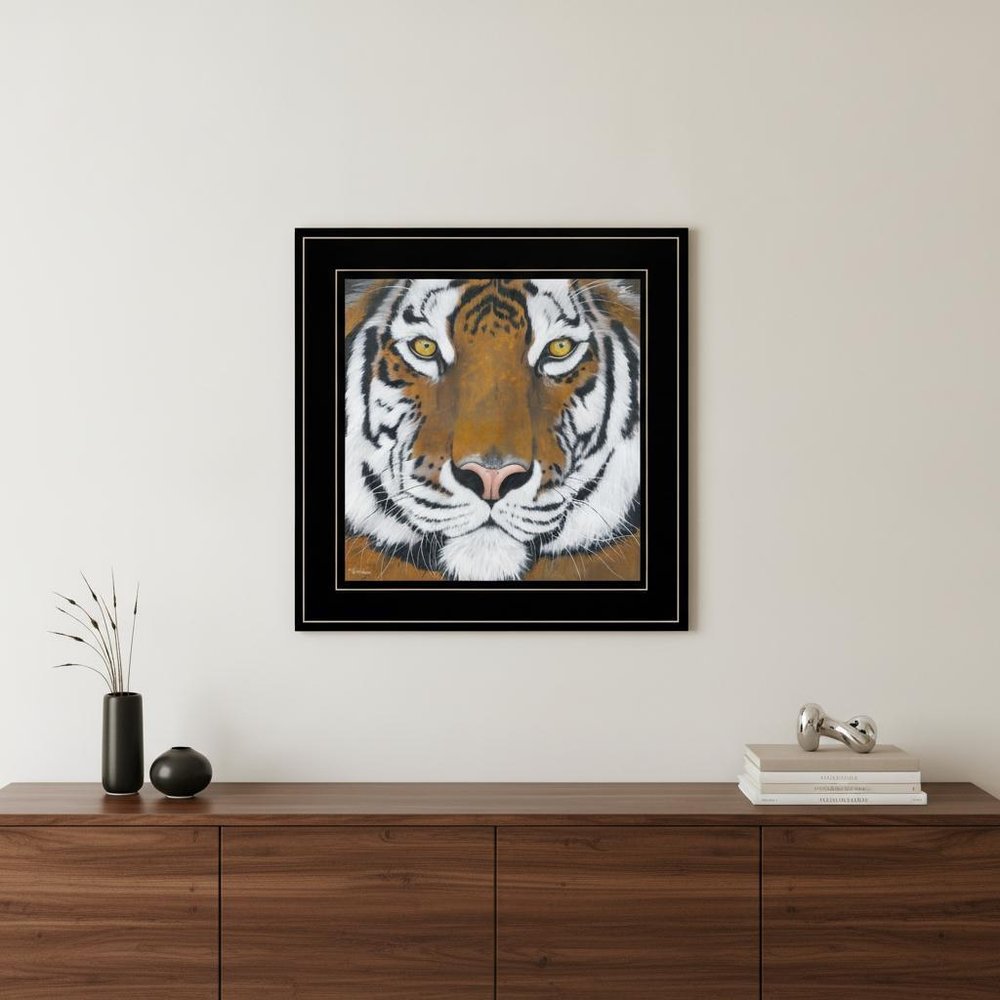 Tiger Gaze 2 Black Framed Print Wall Art — view 4