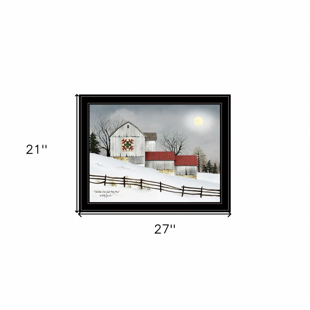 Christmas Star Quilt Block Barn 2 Black Framed Print Wall Art — view 4