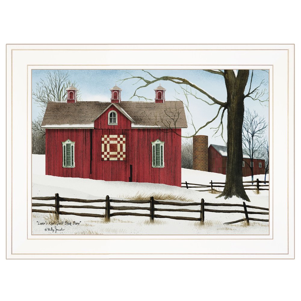 Lovers Knot Quilt Block Barn 1 White Framed Print Wall Art — view 1