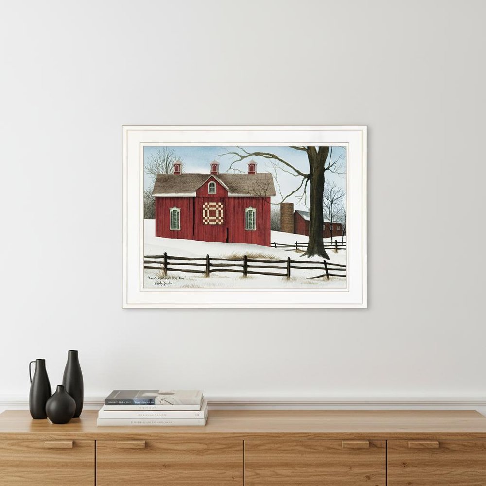 Lovers Knot Quilt Block Barn 1 White Framed Print Wall Art — view 4