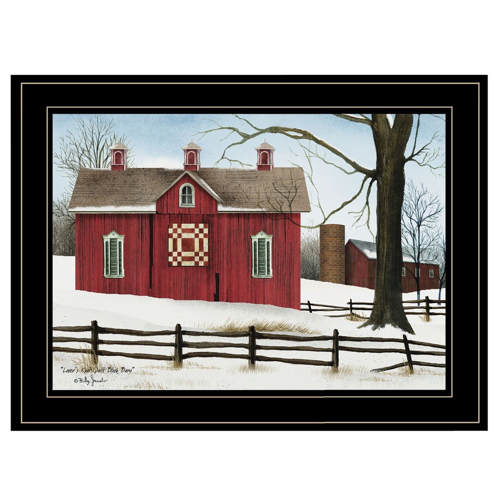 Lovers Knot Quilt Block Barn 2 Black Framed Print Wall Art — view 1