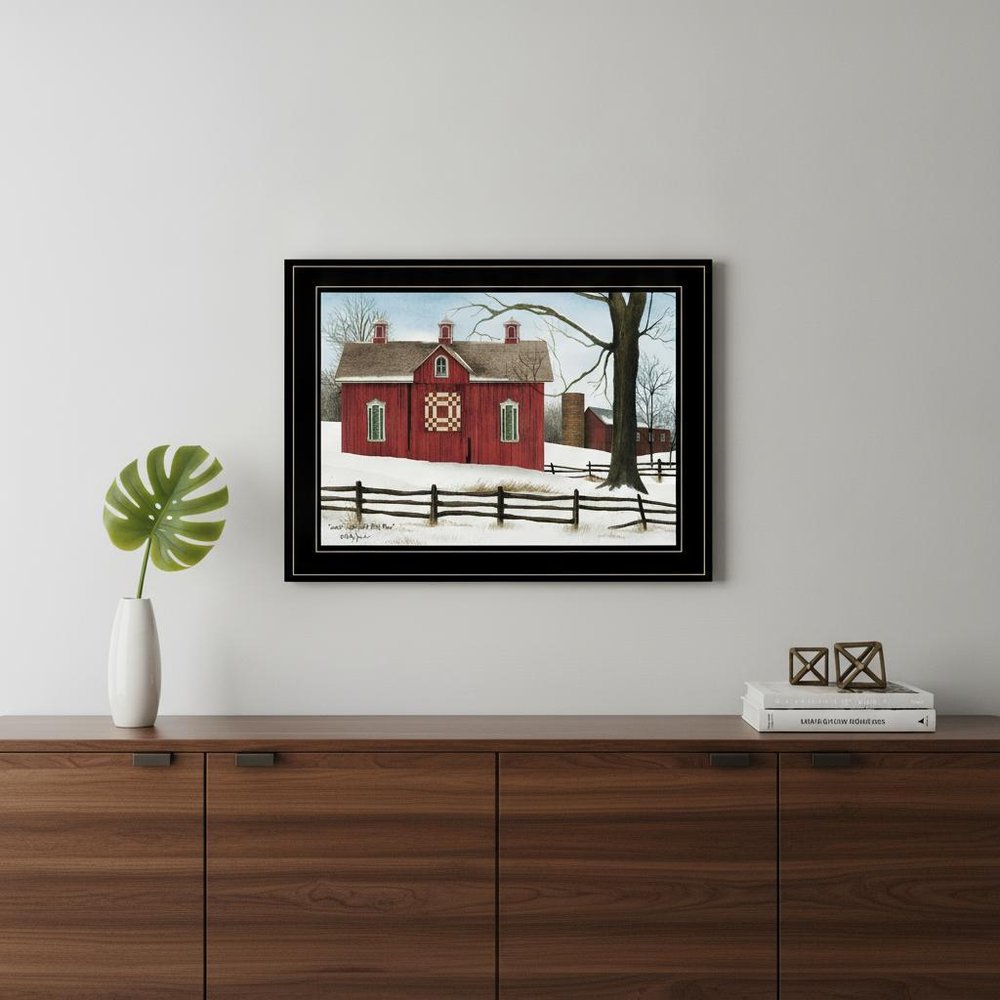 Lovers Knot Quilt Block Barn 2 Black Framed Print Wall Art — view 4