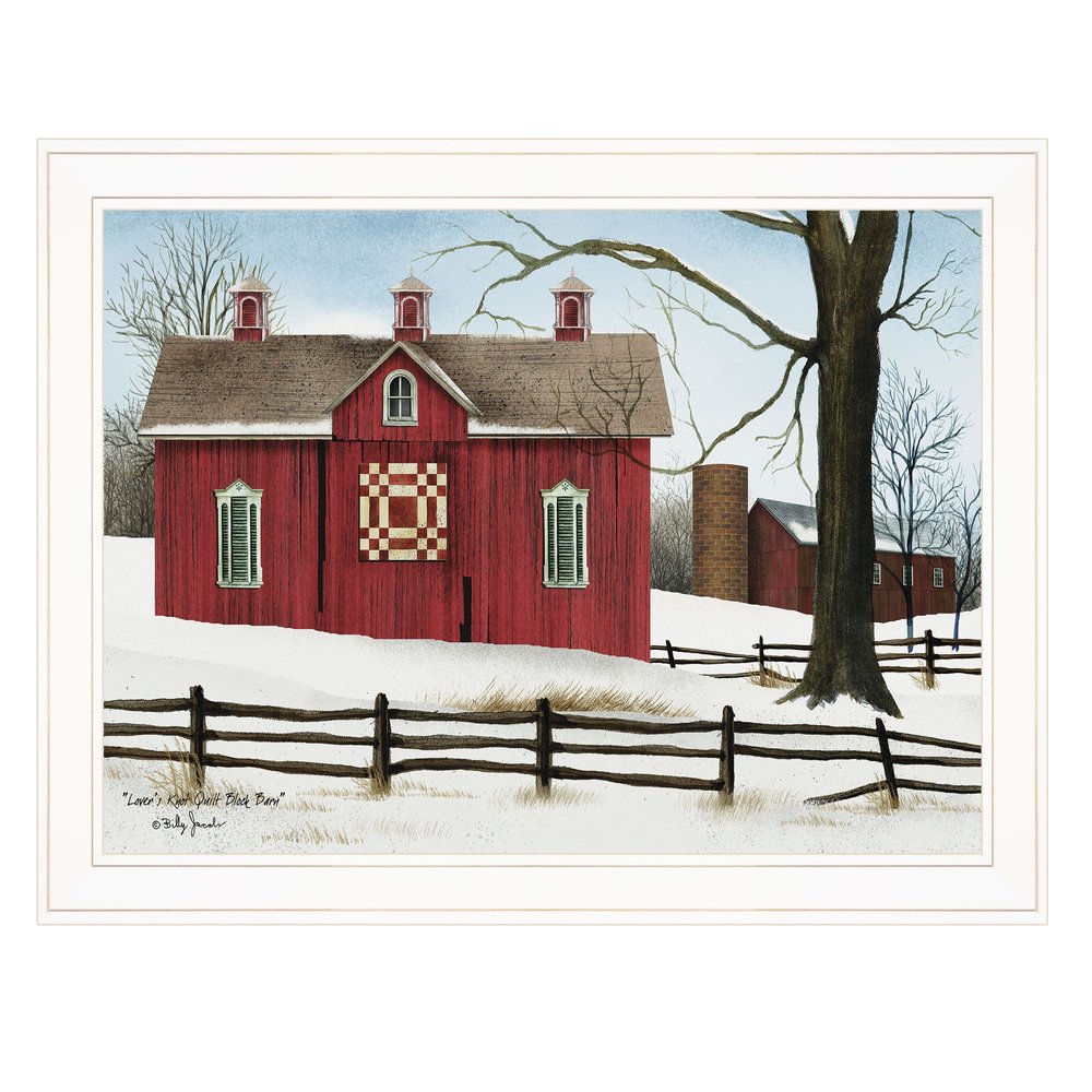 Lovers Knot Quilt Block Barn 3 White Framed Print Wall Art — view 1