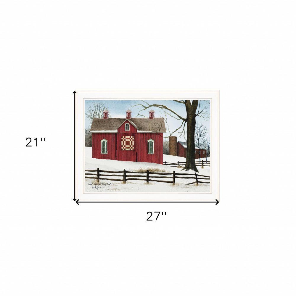 Lovers Knot Quilt Block Barn 3 White Framed Print Wall Art — view 3
