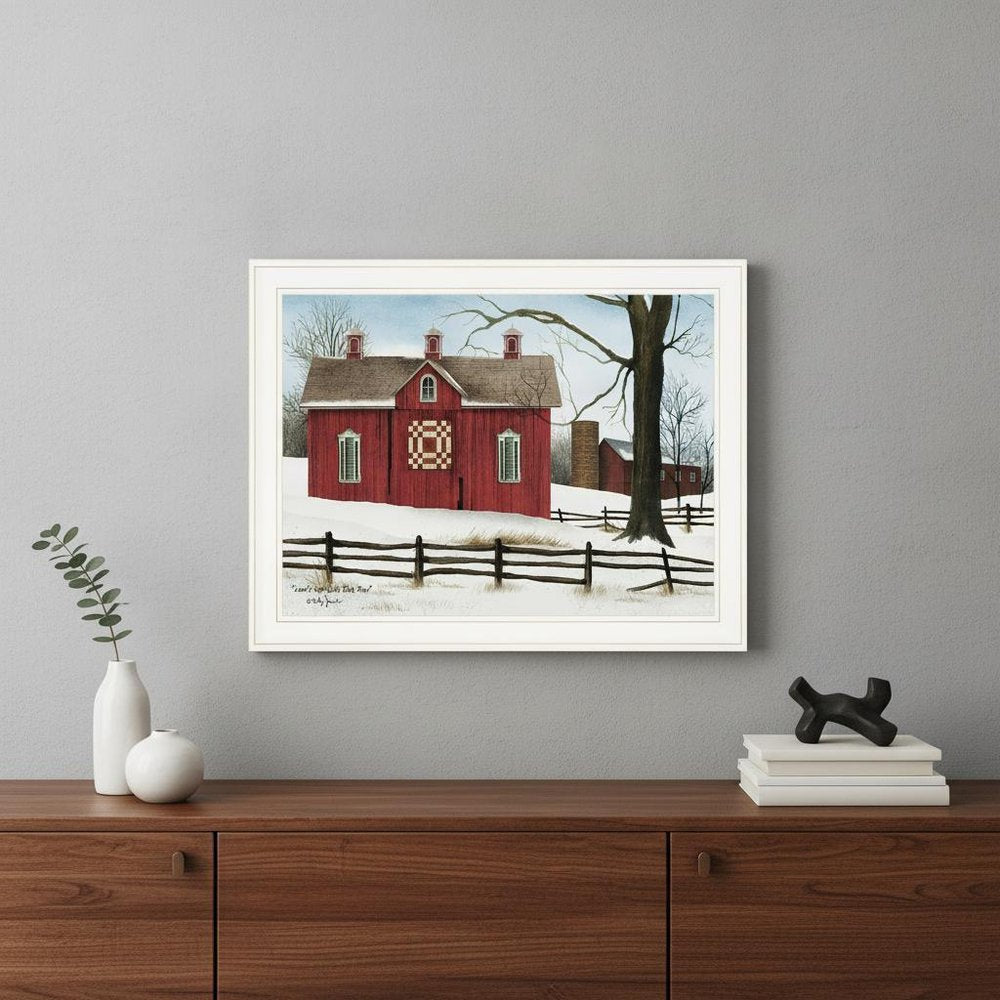 Lovers Knot Quilt Block Barn 3 White Framed Print Wall Art — view 4