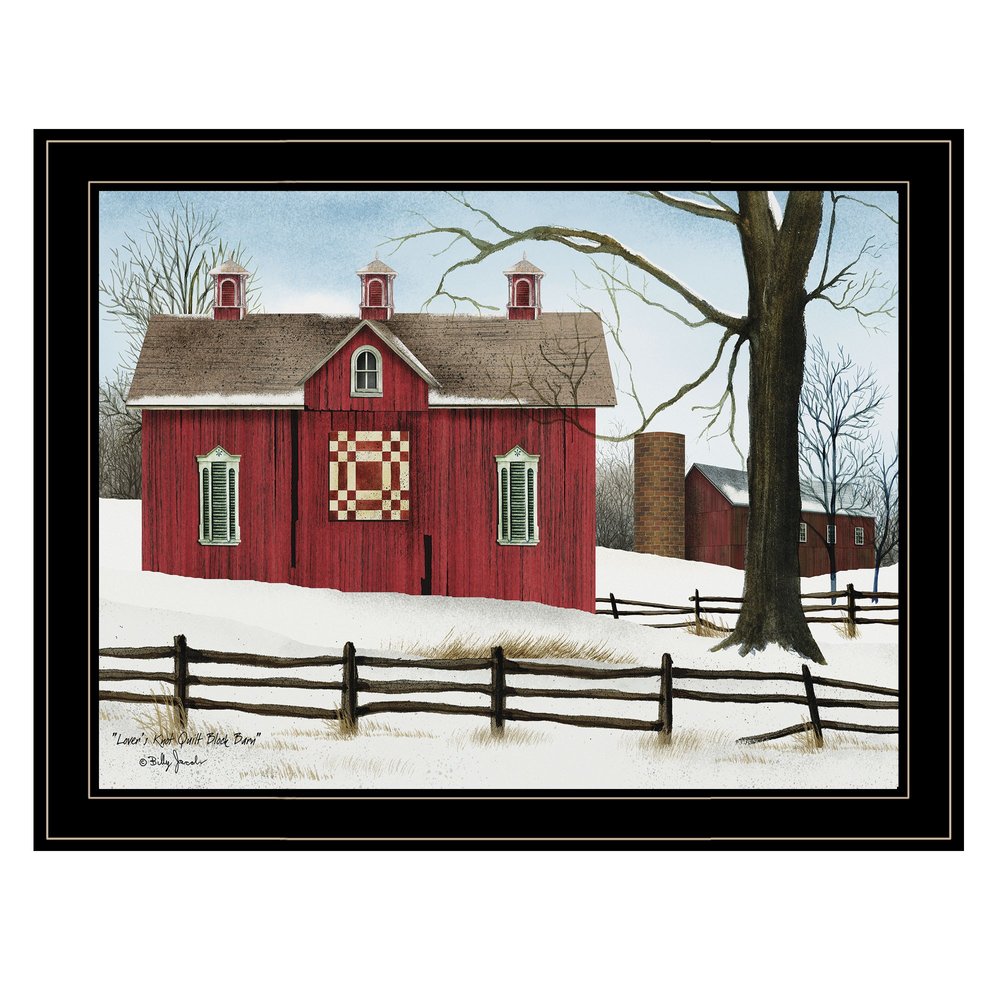 Lovers Knot Quilt Block Barn 4 Black Framed Print Wall Art — view 1