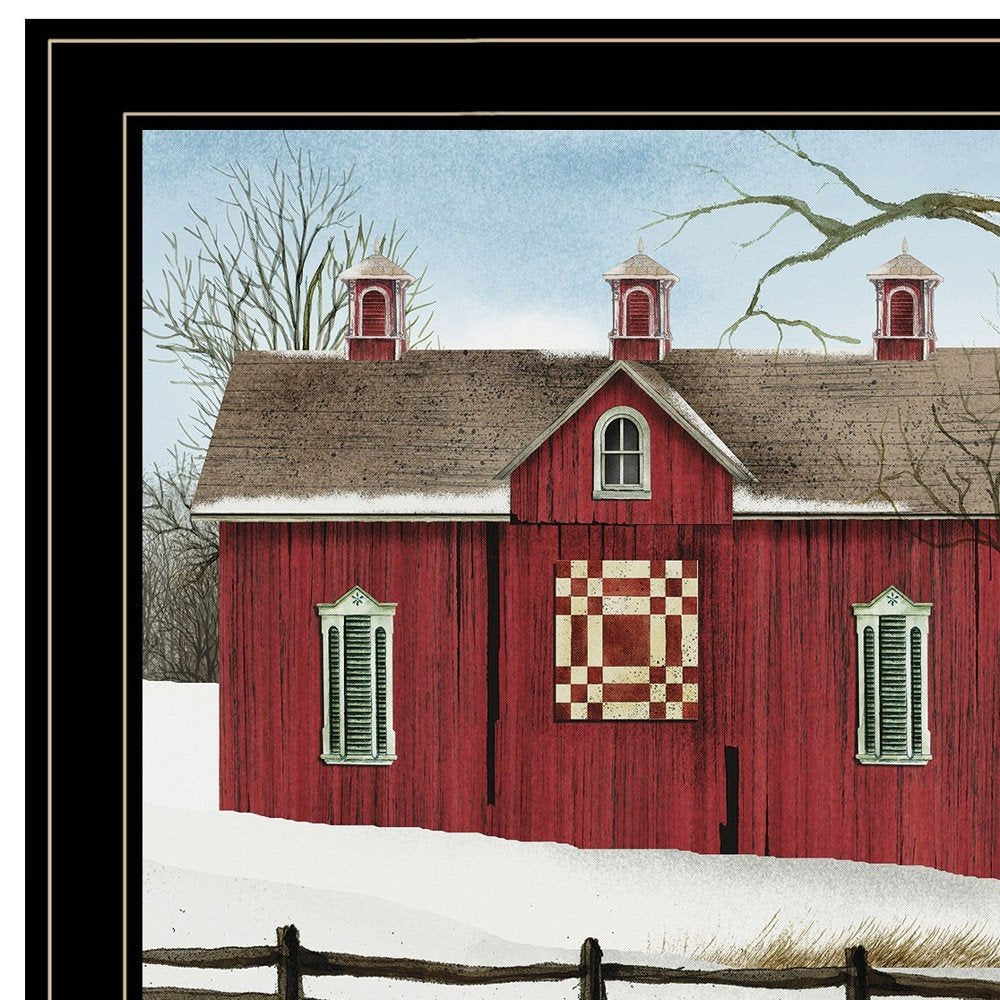 Lovers Knot Quilt Block Barn 4 Black Framed Print Wall Art — view 3