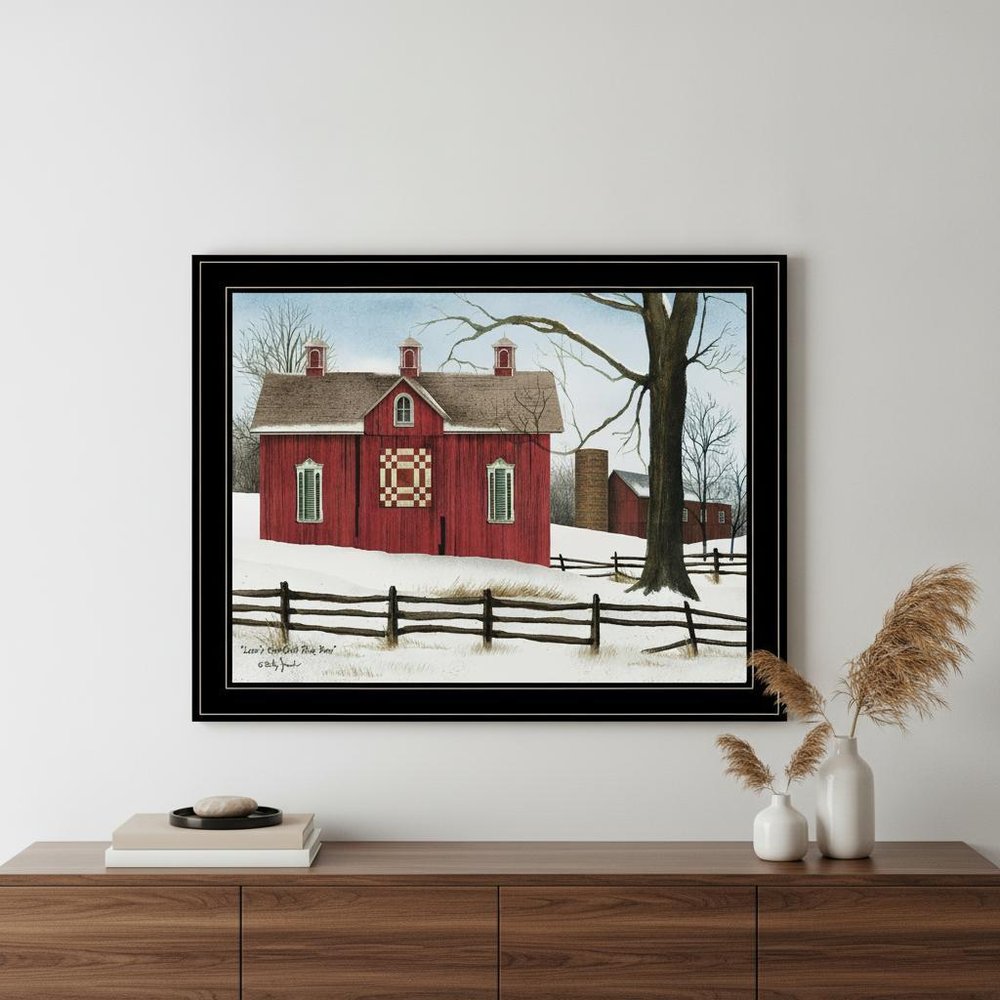 Lovers Knot Quilt Block Barn 4 Black Framed Print Wall Art — view 5